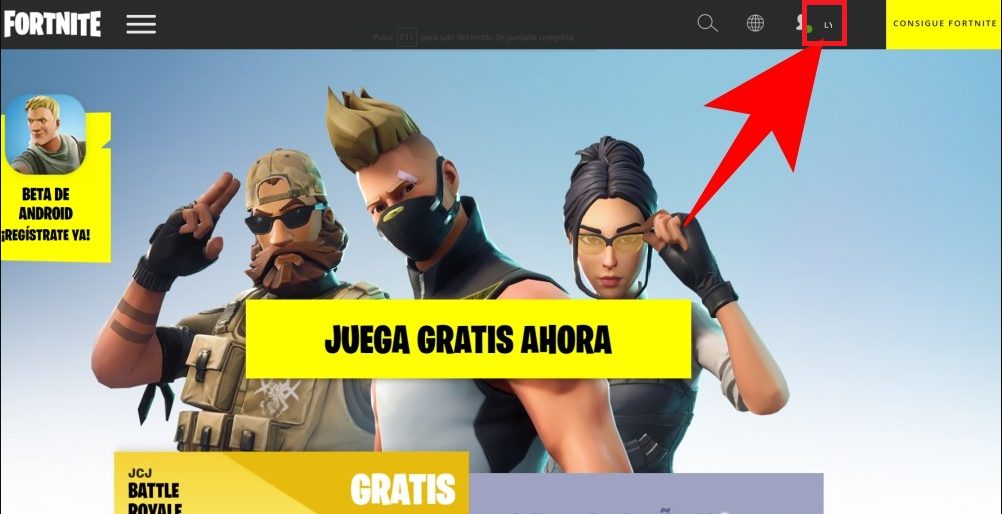 Ingresa a la web oficial de Epic Games Ingresa a la web oficial de Epic Games