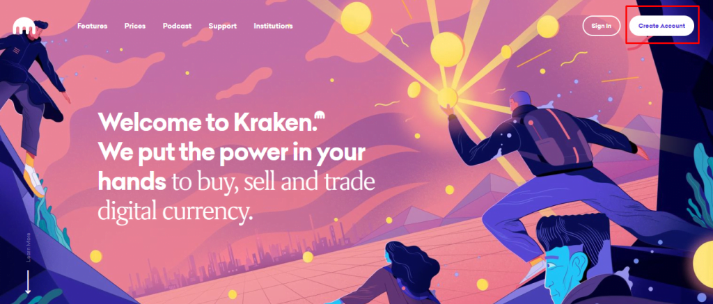Como crear cuenta en Kraken Paso 1