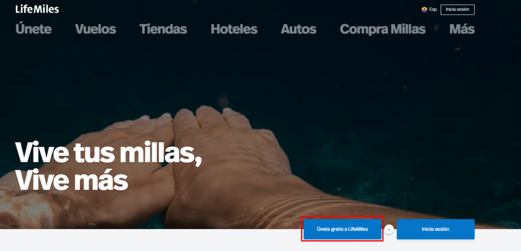 Como crear cuenta en LifeMiles paso 1