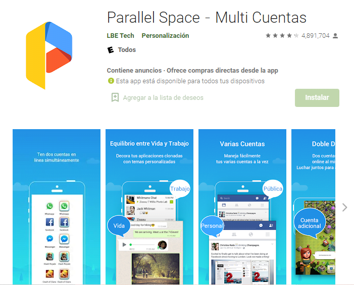 Descargar e Instalar Parallel Space