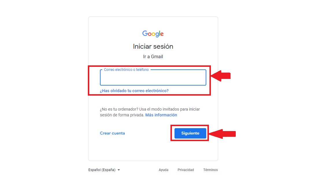 Ingresa a la plataforma de Gmail Ingresa a la plataforma de Gmail