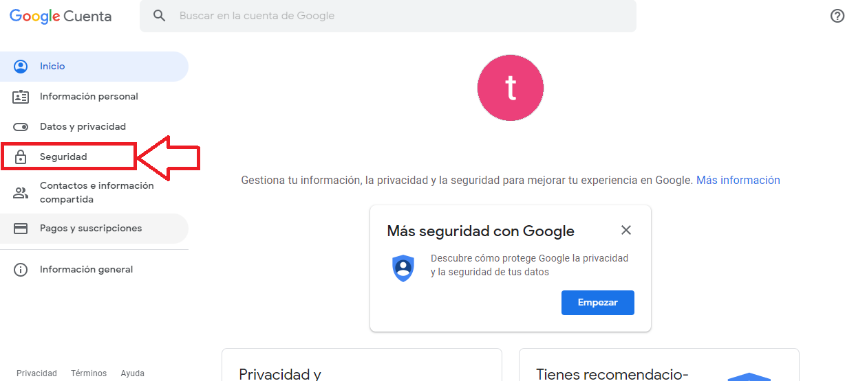 Accede a seguridad