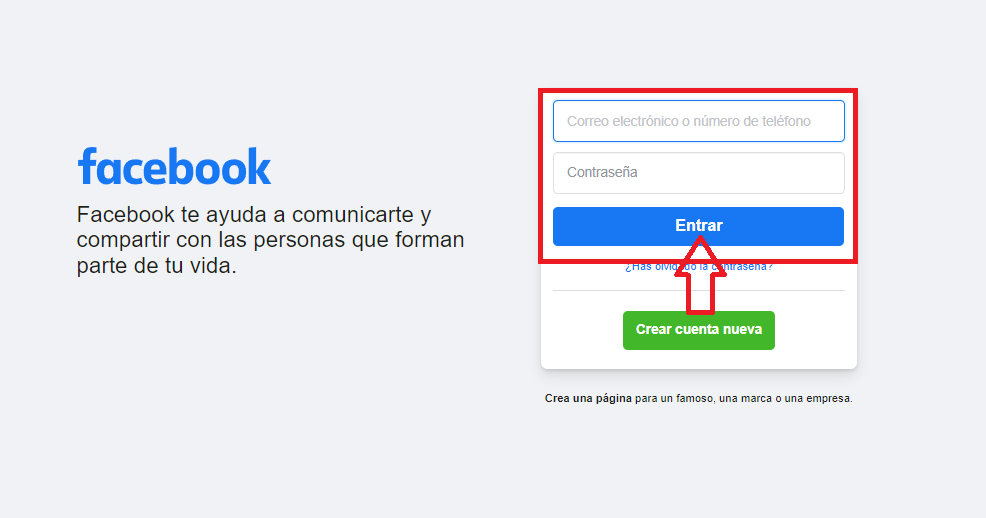 Abre Facebook desde el navegador incognito