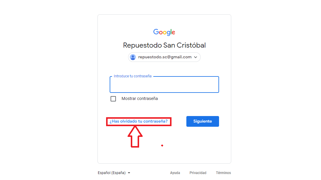 Accede a Gmail e indica que has olvidado tu contraseña Accede a Gmail e indica que has olvidado tu contraseña