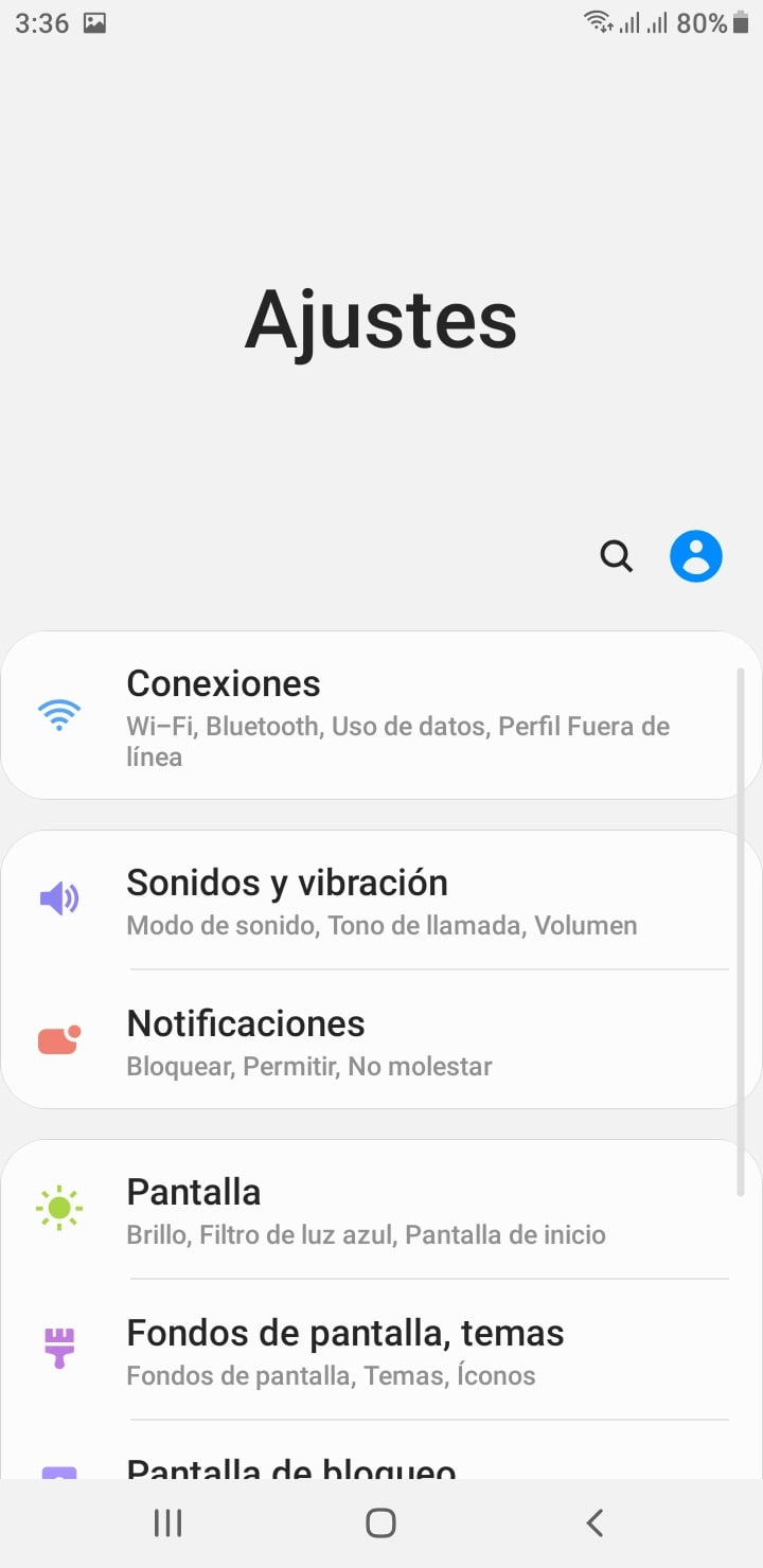 Accede a los ajustes del móvil