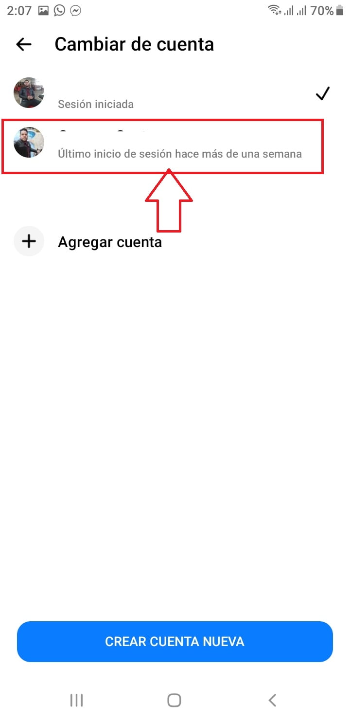 Cambia de cuenta Cambia de cuenta