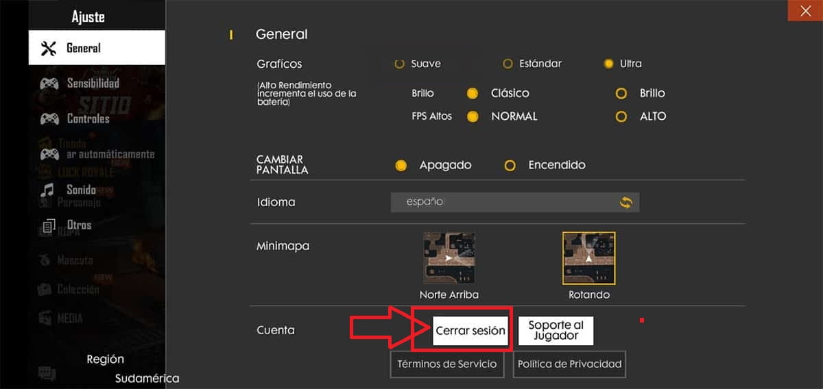 Cierra sesión de Free Fire en tu dispositivo antiguo