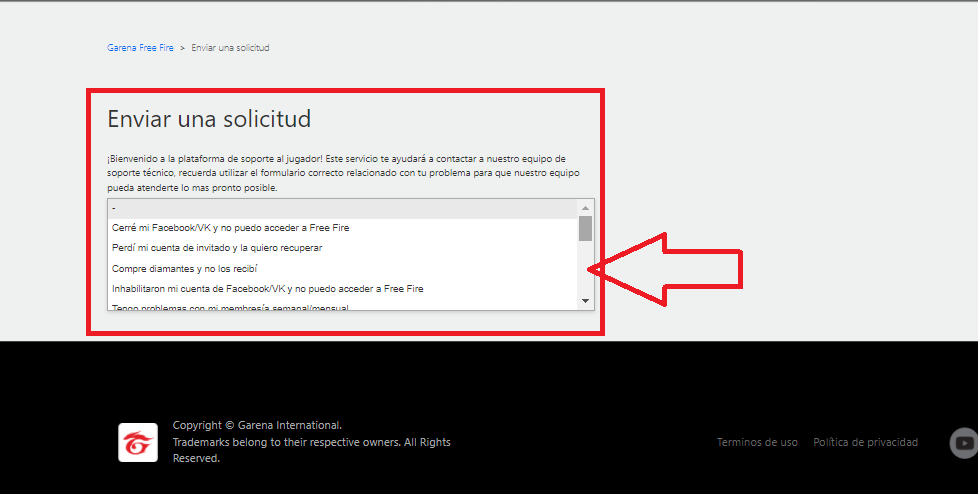Como hacer un reembolso en Free Fire desde los servicios de atención al cliente