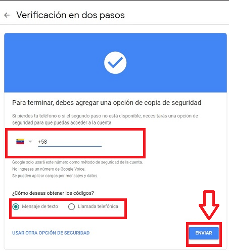 Confirma el número de teléfono