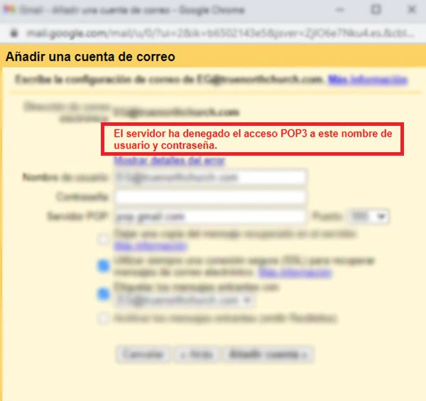 El servidor ha denegado el acceso POP3, ¿Qué hacer en este caso