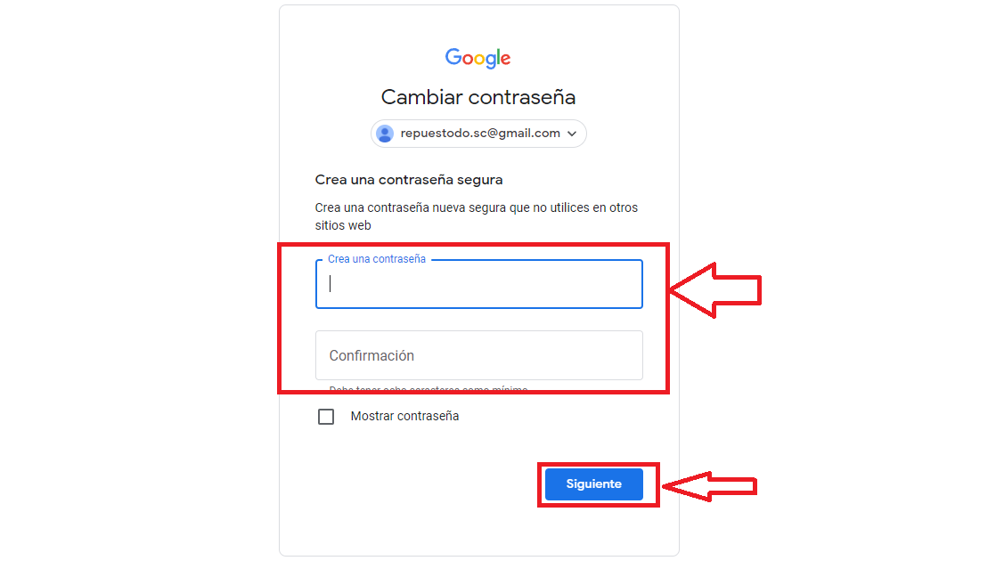Establece una nueva contraseña Establece una nueva contraseña