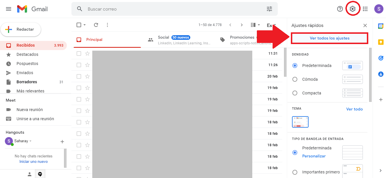 Haz clic en Configuración
