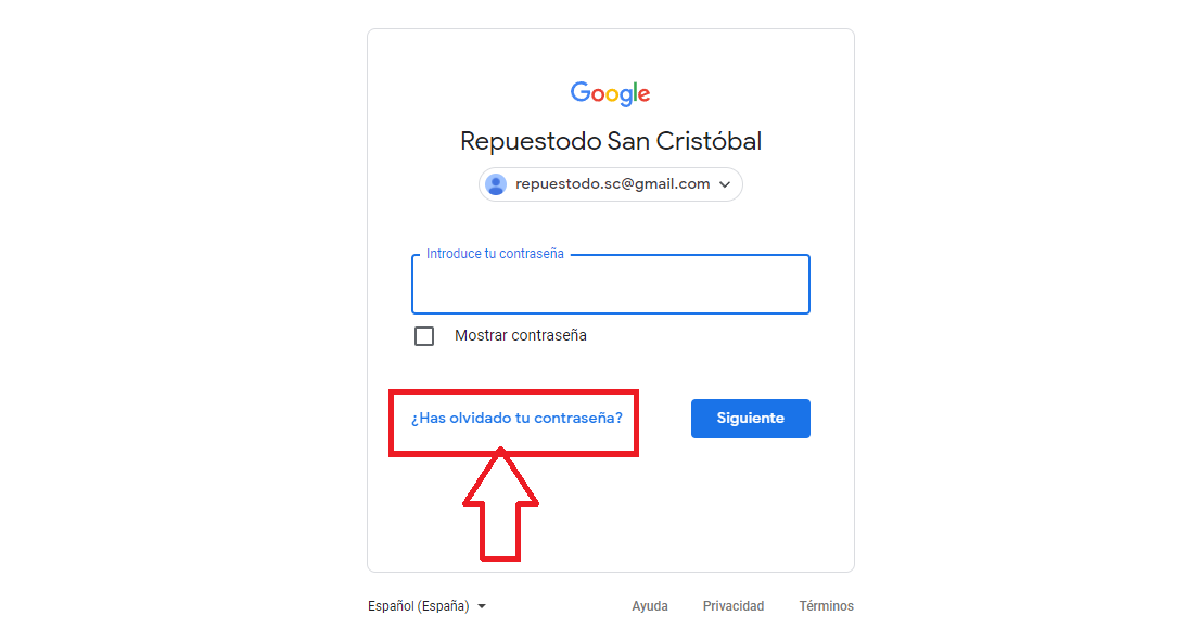 Indica que has olvidado tu contraseña Indica que has olvidado tu contraseña