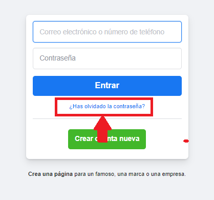 Indica que has olvidado tu contraseña