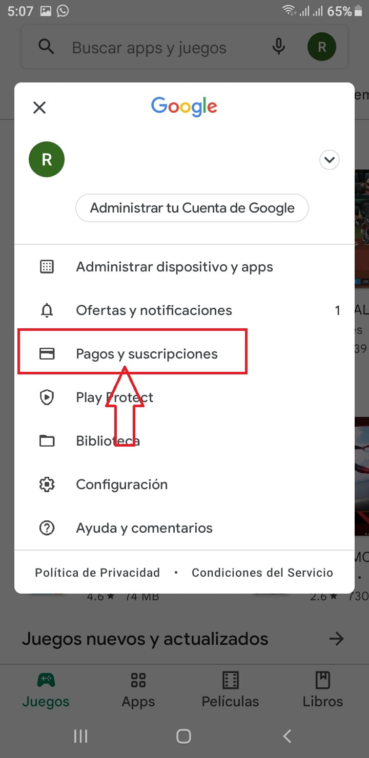 Ingresa a pagos y suscripciones