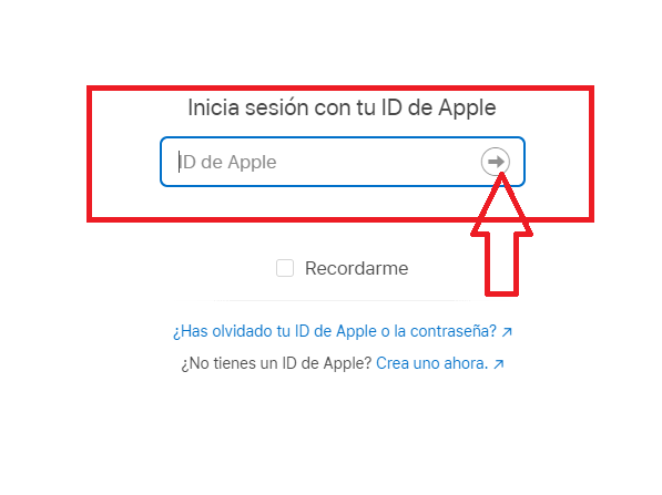 Ingresa el ID de Apple