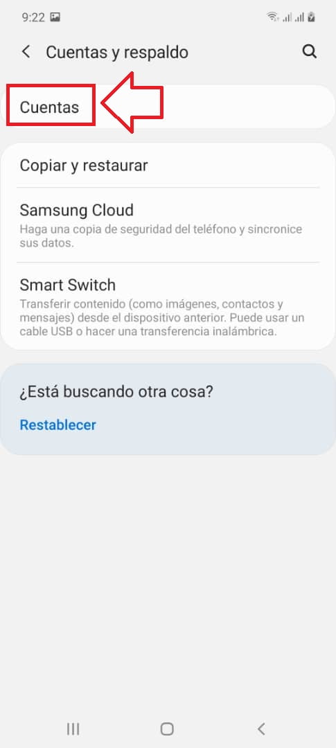 Oprime sobre Cuentas