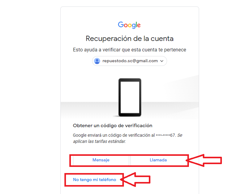 Recupera tu contraseña con un mensaje o llamada Recupera tu contraseña con un mensaje o llamada