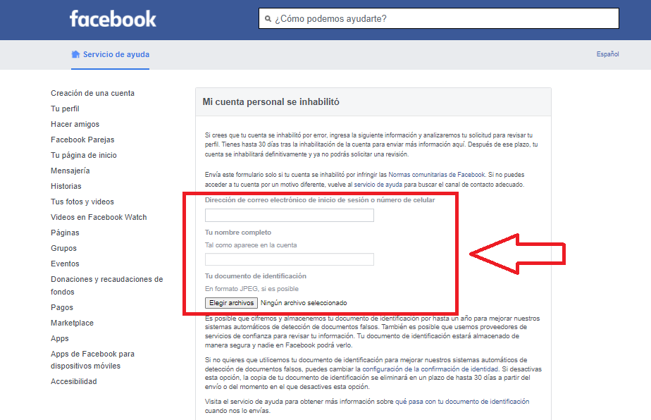 Rellena el formulario
