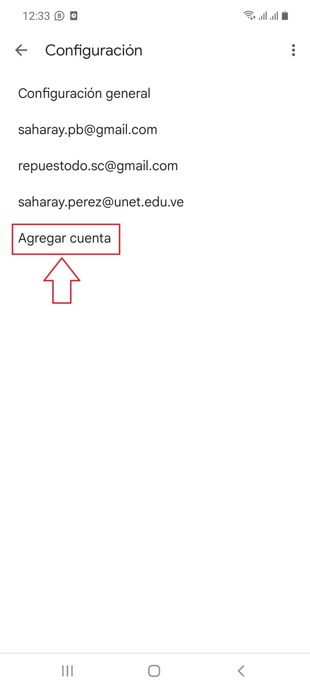 Toca en Agregar cuenta
