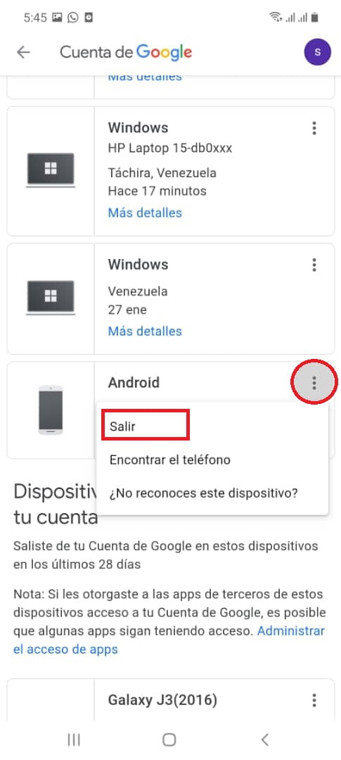 Elige la opción “Salir” Elige la opción “Salir”