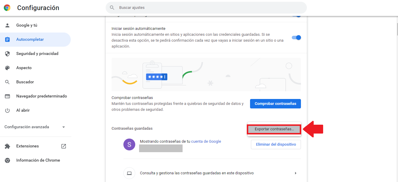 Exporta tus contraseñas de Chrome Exporta tus contraseñas de Chrome