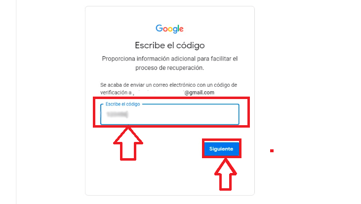 Introduce el código recibido