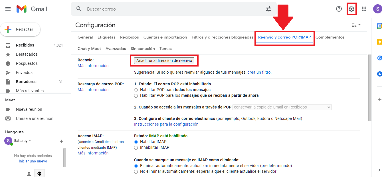 Recibe los correos de Gmail de tu antigua cuenta en la nueva