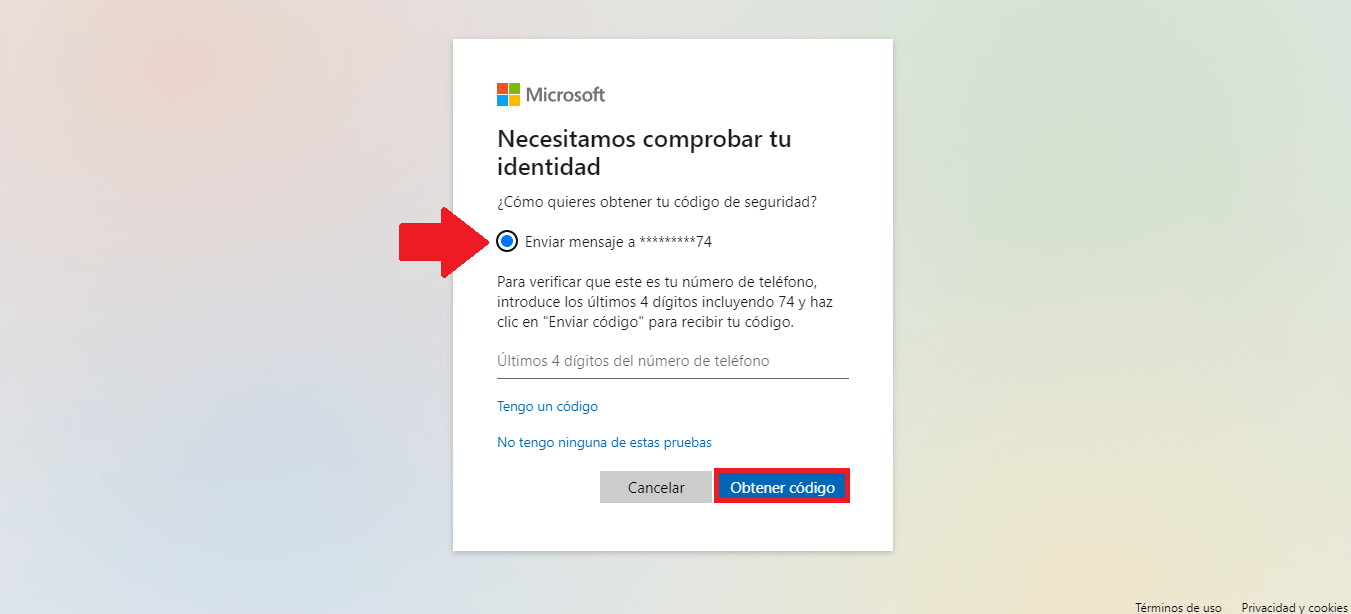 Selecciona el método para comprobar tu identidad Selecciona el método para comprobar tu identidad