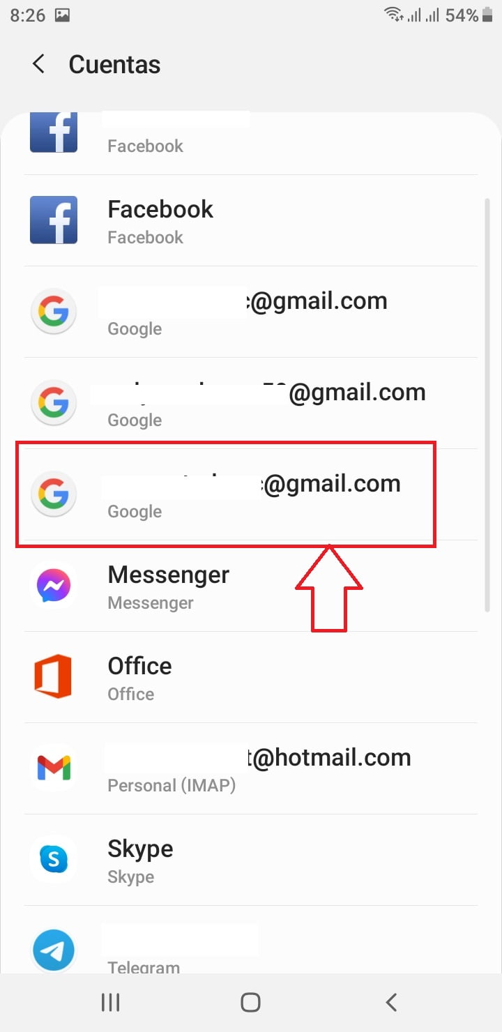 Selecciona la cuenta a eliminar