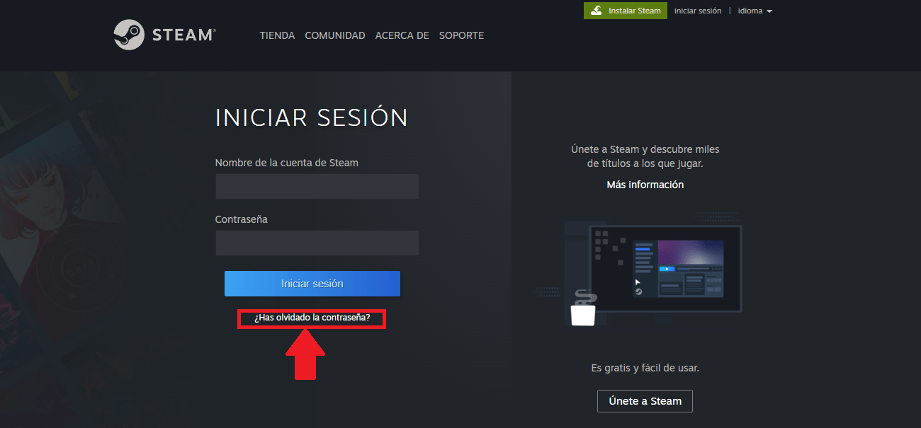 Inicia sesión en Steam