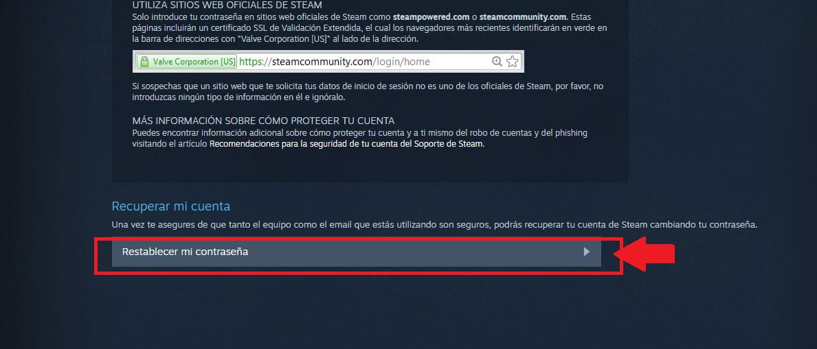 Cambia la contraseña