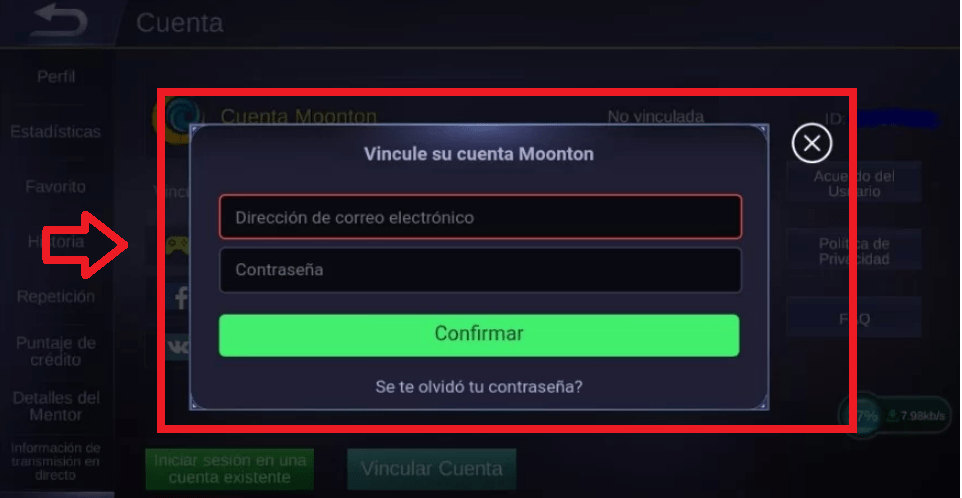 Ingresa los datos de tu cuenta Mooton