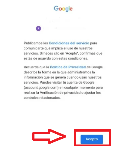 Revisar las condiciones de Google