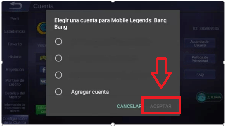 Seleccionar la cuenta de Google