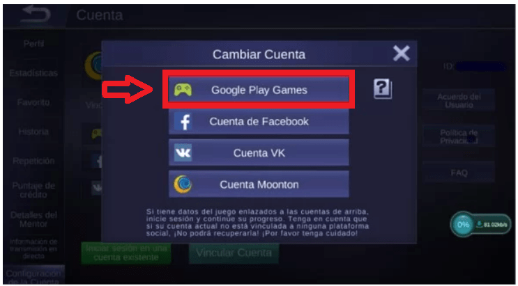 seleccionar la opción “Google Play Games”