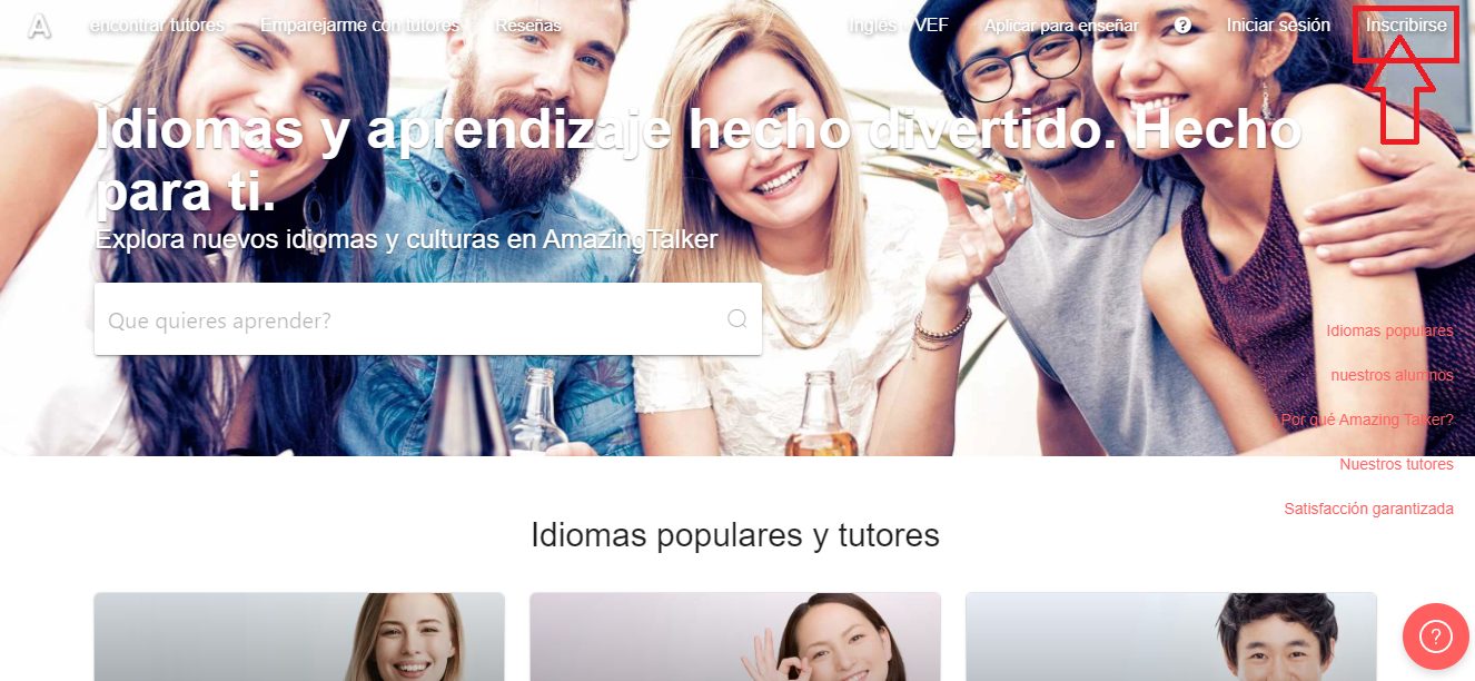Inscríbete en la plataforma Inscríbete en la plataforma