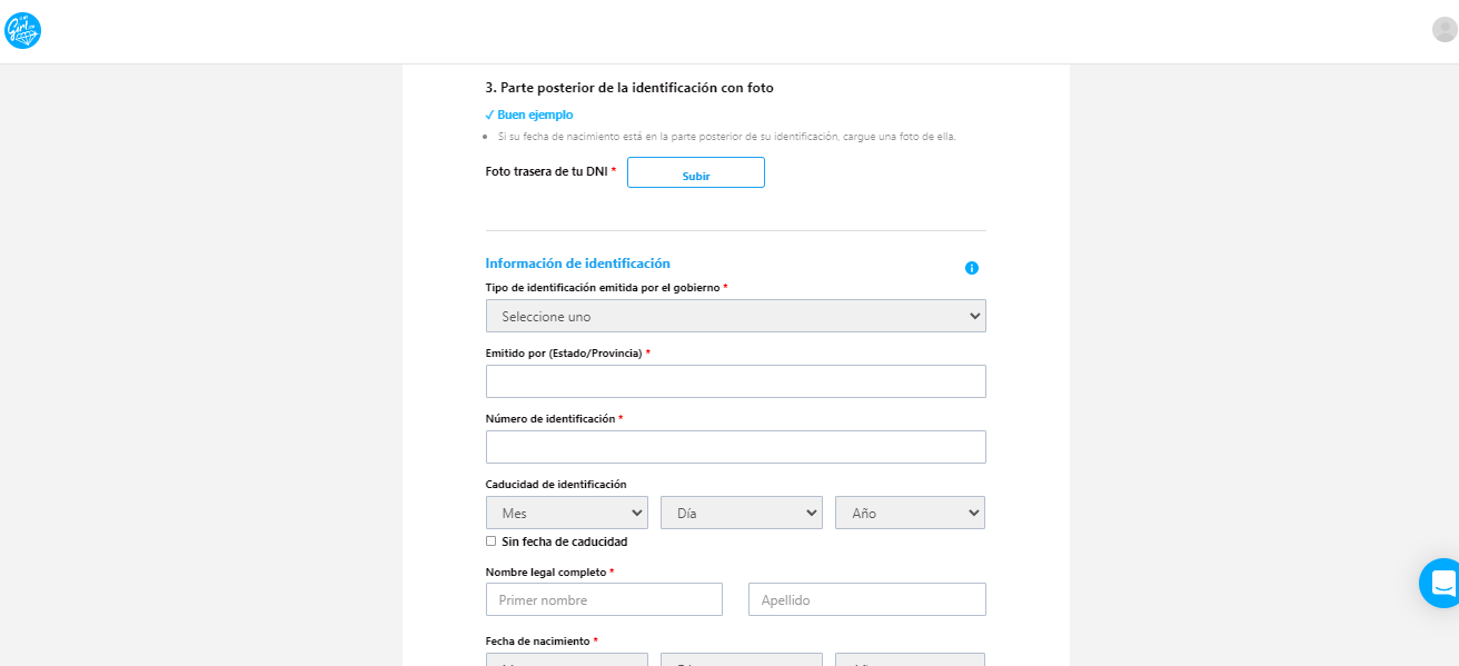 Completa la verificación de tu identidad Completa la verificación de tu identidad