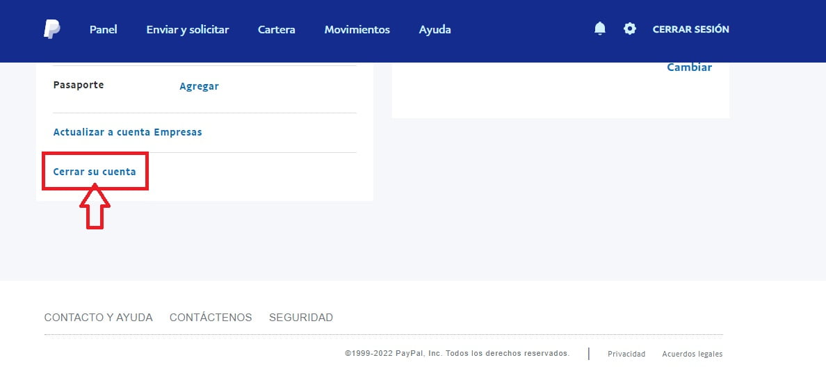 Cerrar cuenta