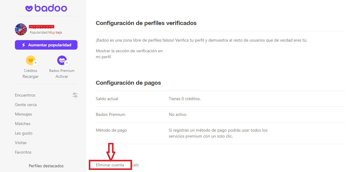 Accede al apartado Eliminar cuenta