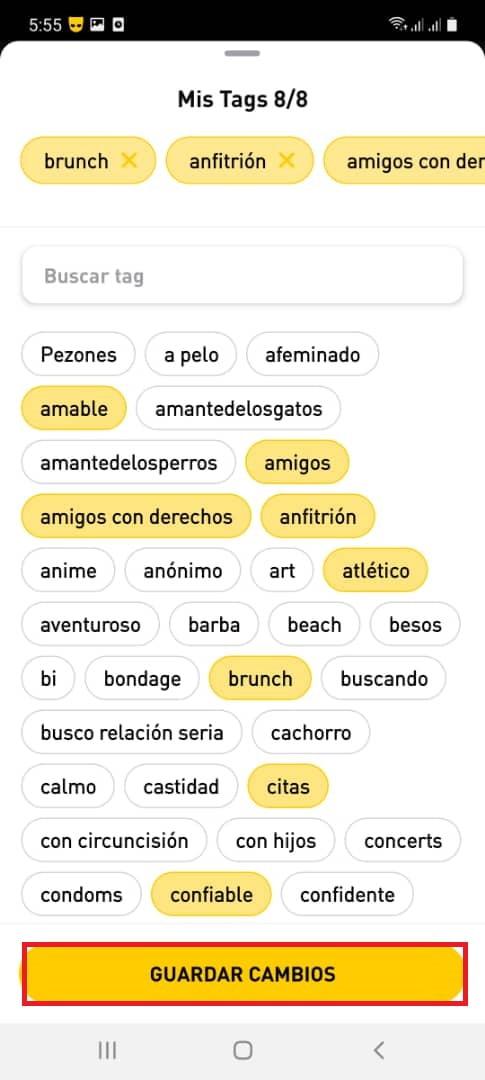 Descríbete en la app por medio de tags