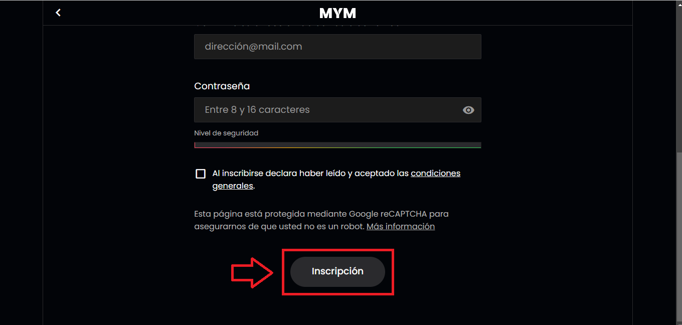 Haz clic en “Inscripción” Haz clic en “Inscripción”