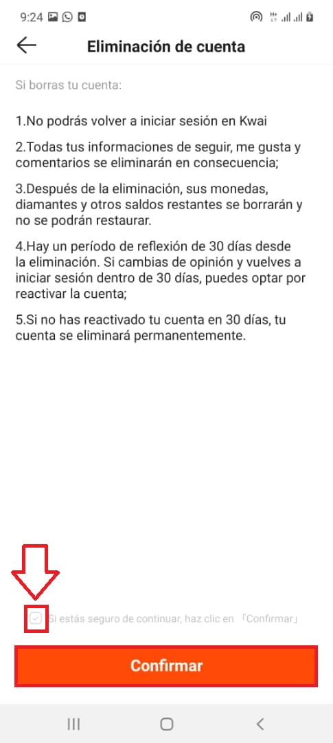 Presiona el botón “Confirmar”