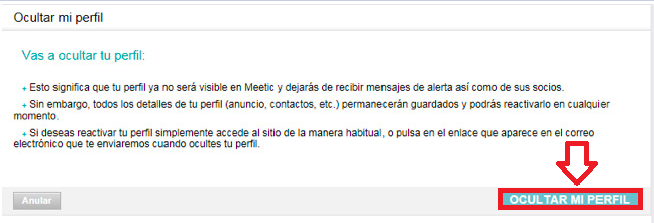 Quiero ocultar mi perfil de Meetic: ¿Qué debo hacer?
