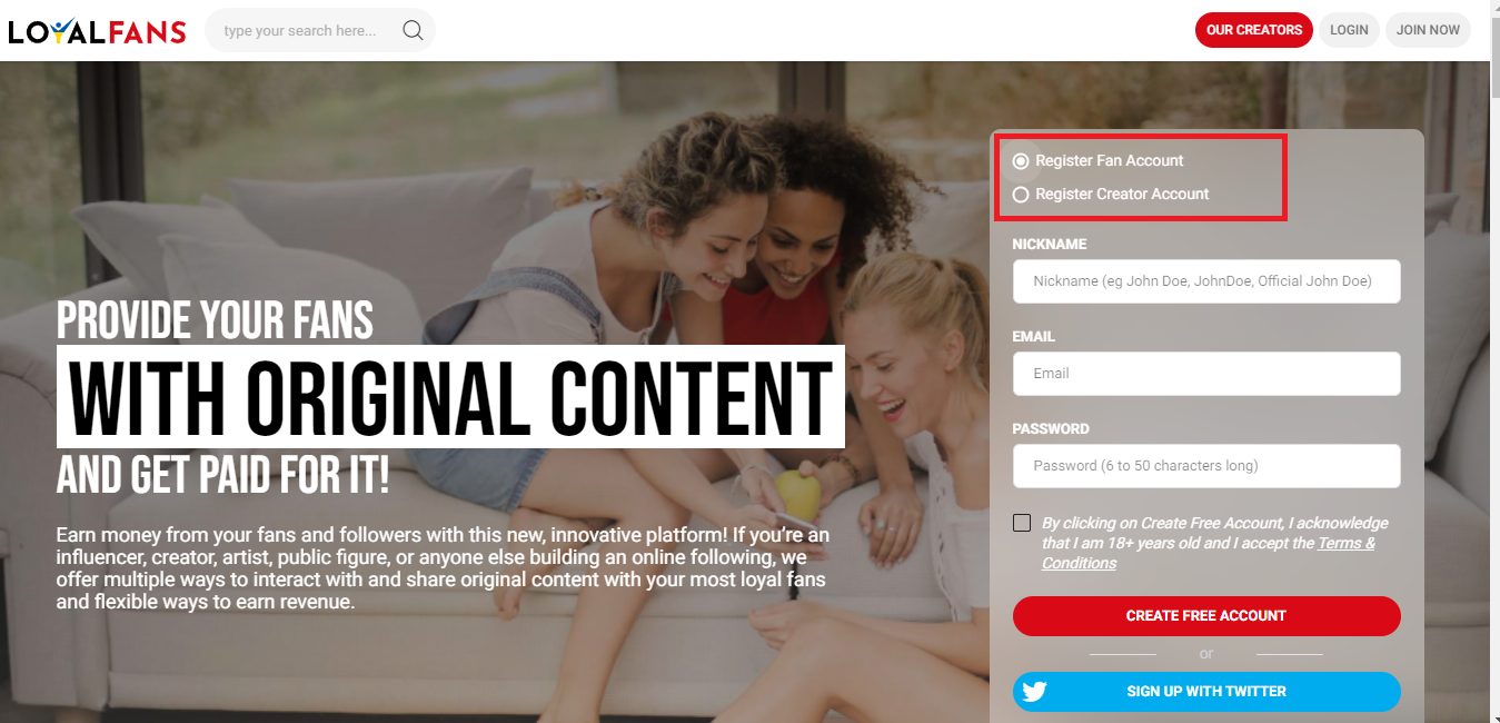 Selecciona el tipo de cuenta que quieres crear