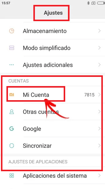 Ingresa a los Ajustes y Cuentas Ingresa a los Ajustes y Cuentas