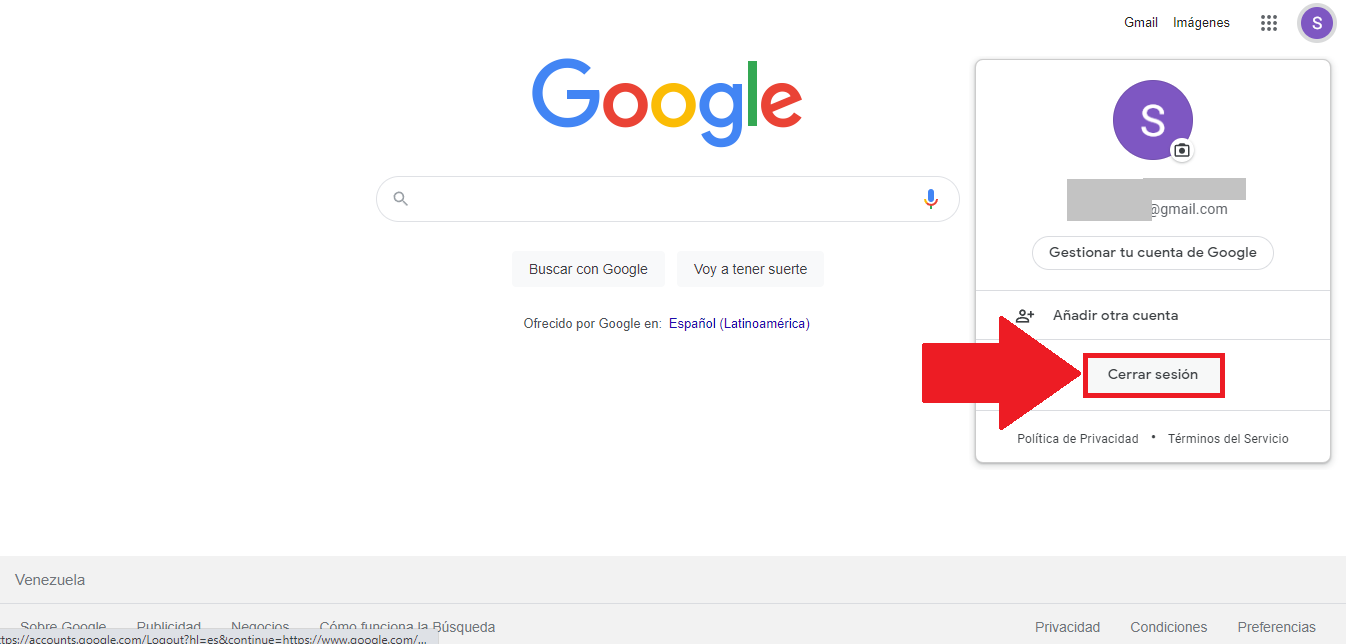 Cierra la sesión actual de Google