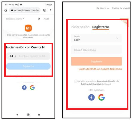 Cómo crear una cuenta de Xiaomi