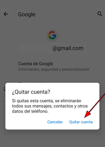 Confirma la acción pulsando nuevamente en “Quitar cuenta” Confirma la acción pulsando nuevamente en “Quitar cuenta”