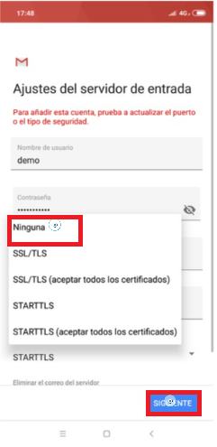 Escoge el tipo de seguridad